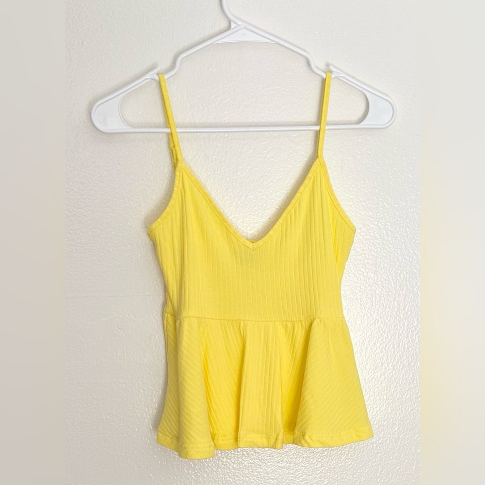 Yellow Ruffle Hem Cami Top Size Medium